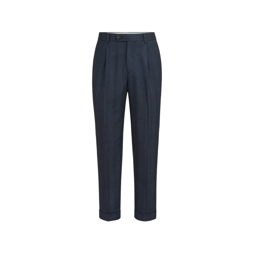 cashmere and silk Chevron flannel trousers with pleat 1