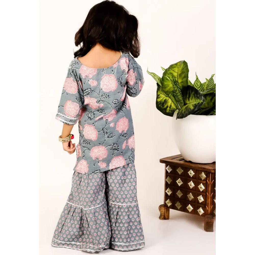 Комплект для девочек Teal Floral Print Sharara 3