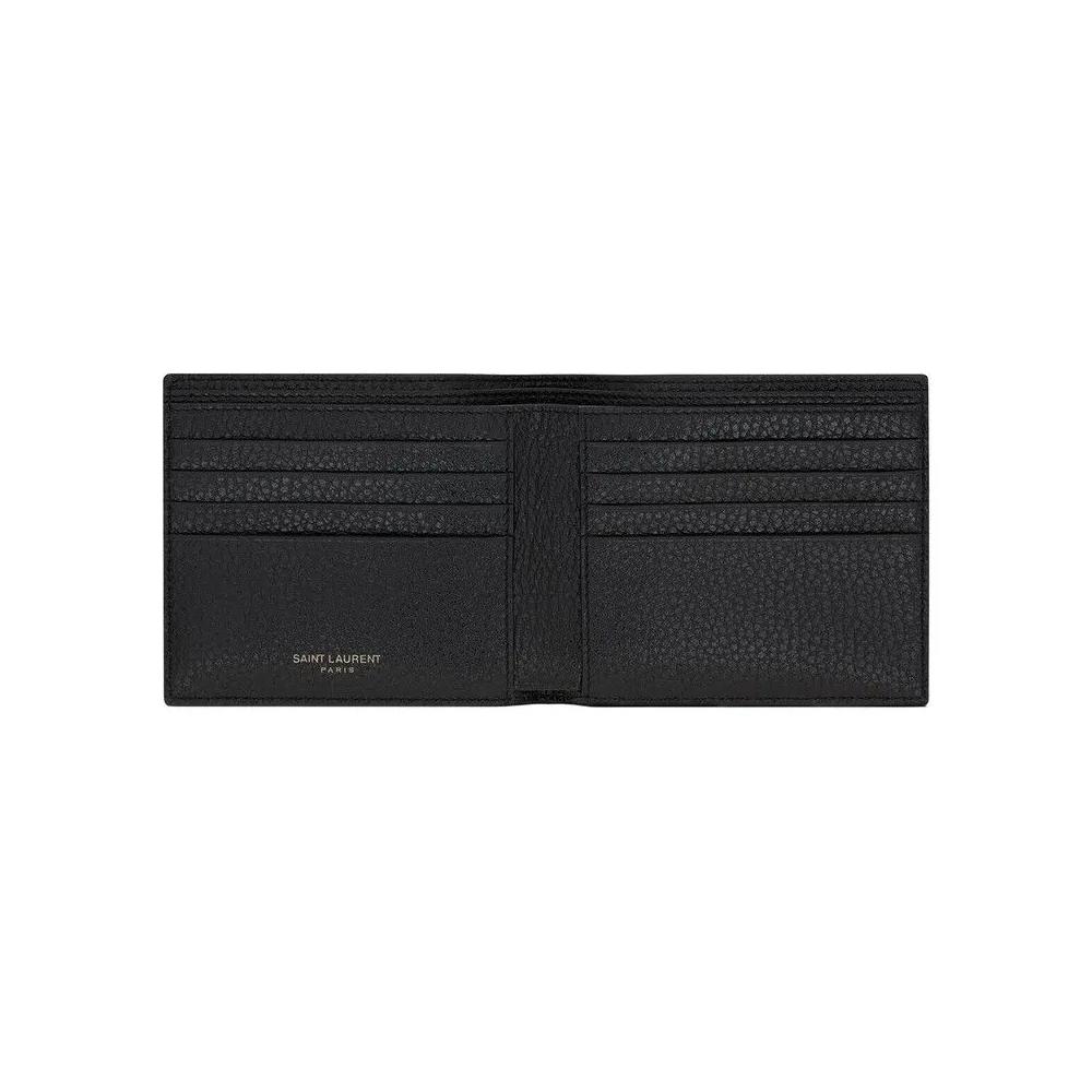 Кошельки Saint Laurent Tiny Cassandre East/West Wallet в зернистой коже 'Nero' 2