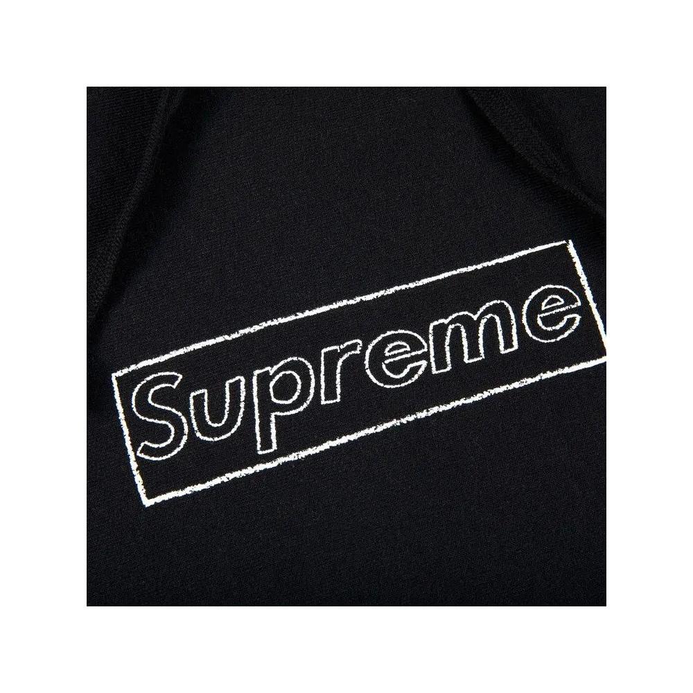 Худи Supreme x KAWS Chalk Logo Hooded Sweatshirt 'Black' 2