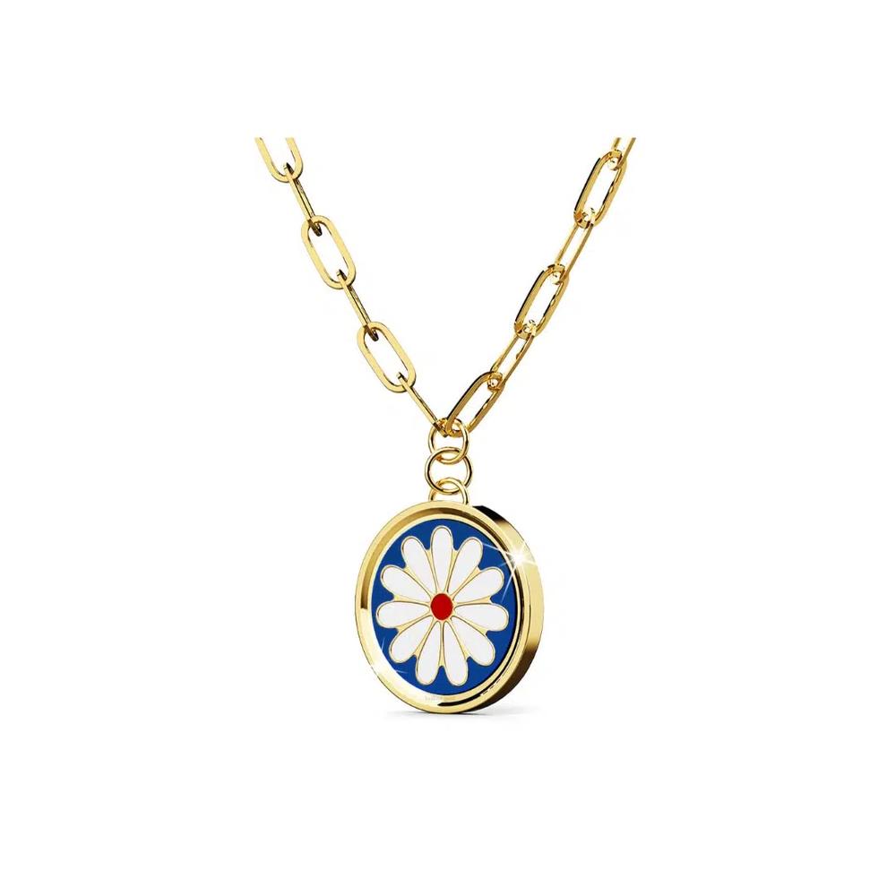 Bullion Blue Blossom Колье с голубым цветком в золоте 3