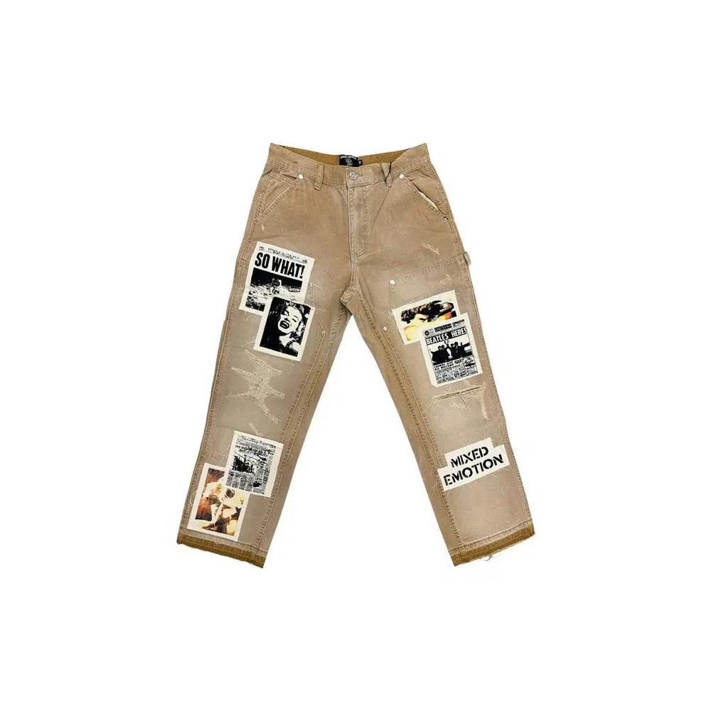 Mixed Emotion Newspaper Carpenter Pants 'Коричневый' 2