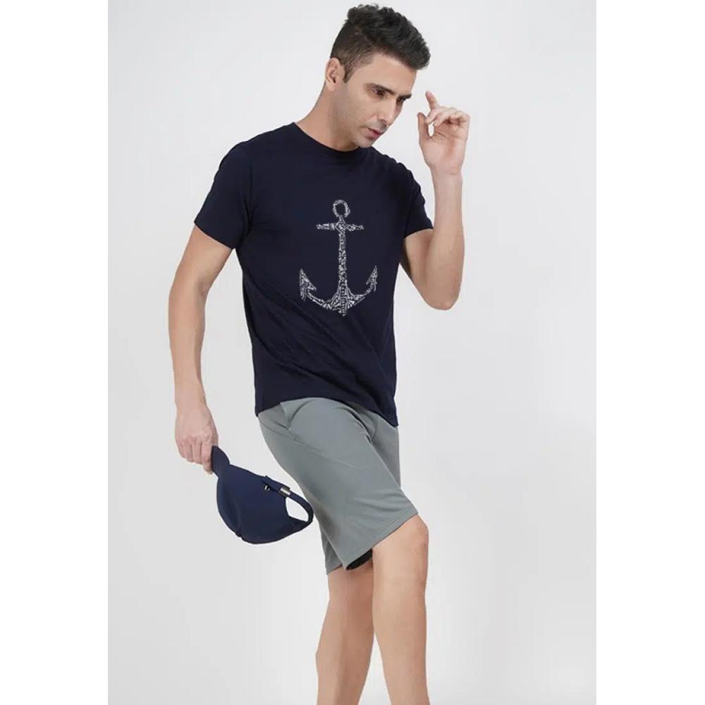 Футболка с принтом Anchor Bones Print Graphic Blue Short Sleeves Regular Fit 3