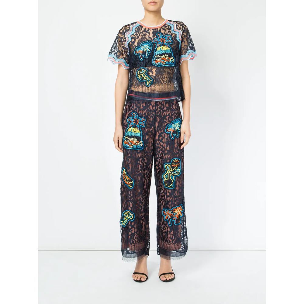lace patch overlay trousers 2