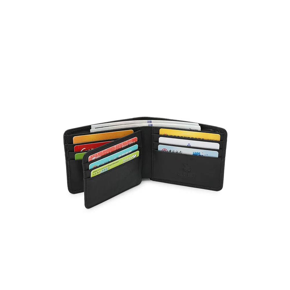 Подарочный набор - кошелек из натуральной кожи с RFID + ремень с пряжкой 40 мм - черный 5