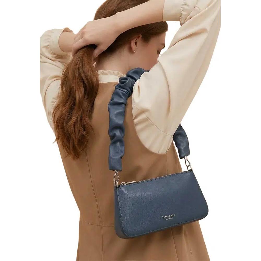 Grace Glazed Leather Shoulder Bag, синий KN040 6