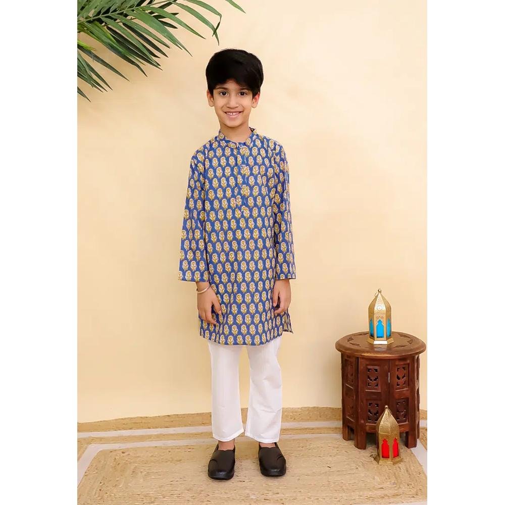 The Mom Store Blaze Boys Jacket And Kurta Pajama Set - Синий 5
