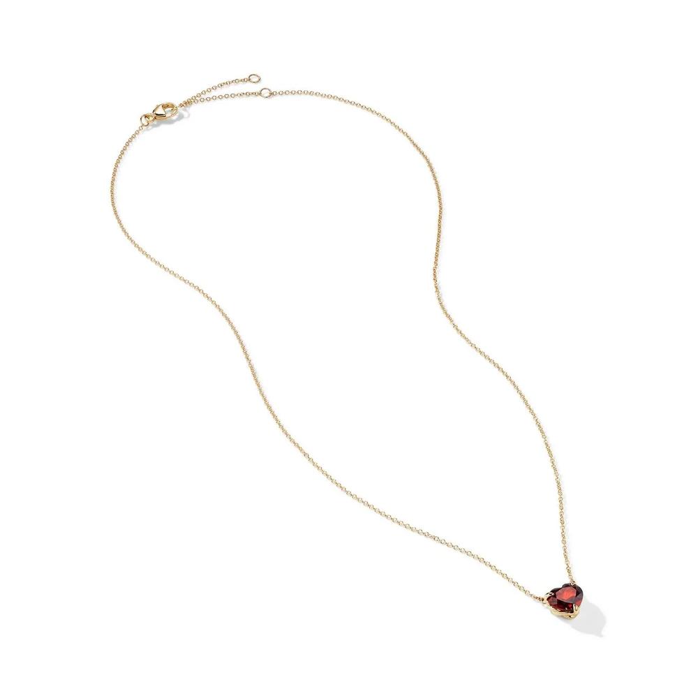 Колье Chatelaine Heart из желтого золота с гранатом (8 мм) 2