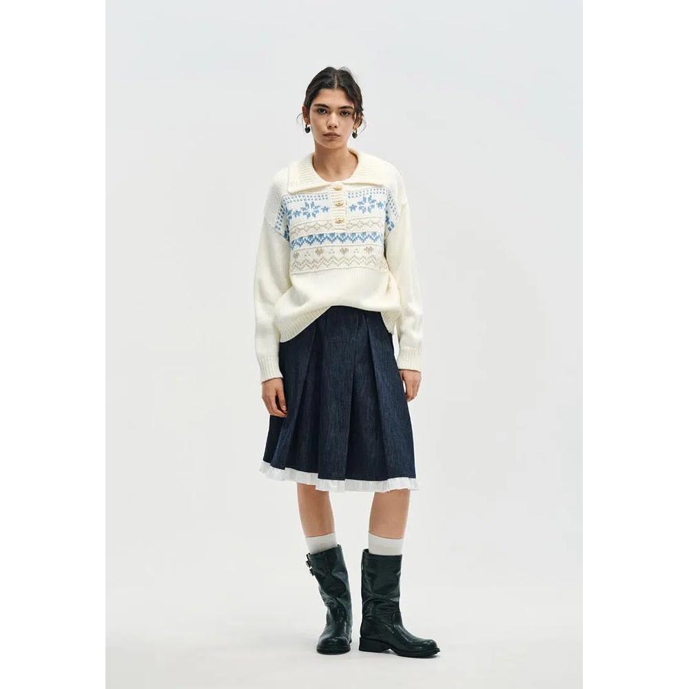 Топ из акрила с принтом Fair Isle, воротником и полупуговицами 4