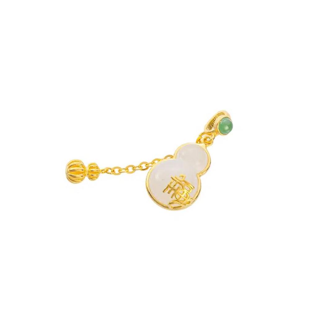 LITZ 999 (24K) Золотая подвеска с нефритом P175 2