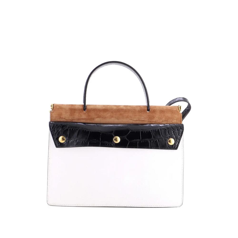 Маленькая сумка на плечо Panelled Title Front Pocket Top Handle Bag Embossed Leather and Suede 2