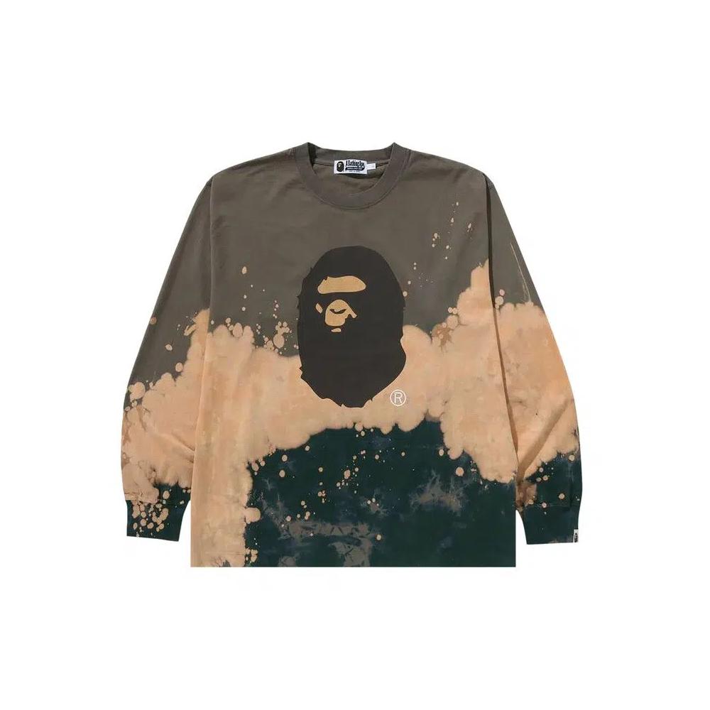 Футболки с длинным рукавом BAPE Tie Dye Ape Head Relaxed Fit Long-Sleeve Tee 'Beige' 1