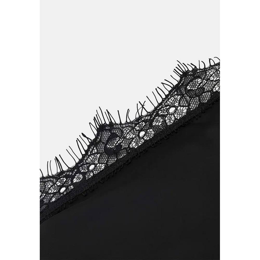 Черный атласный корсет с кружевными деталями и завязками, Tprss26Bs25 3