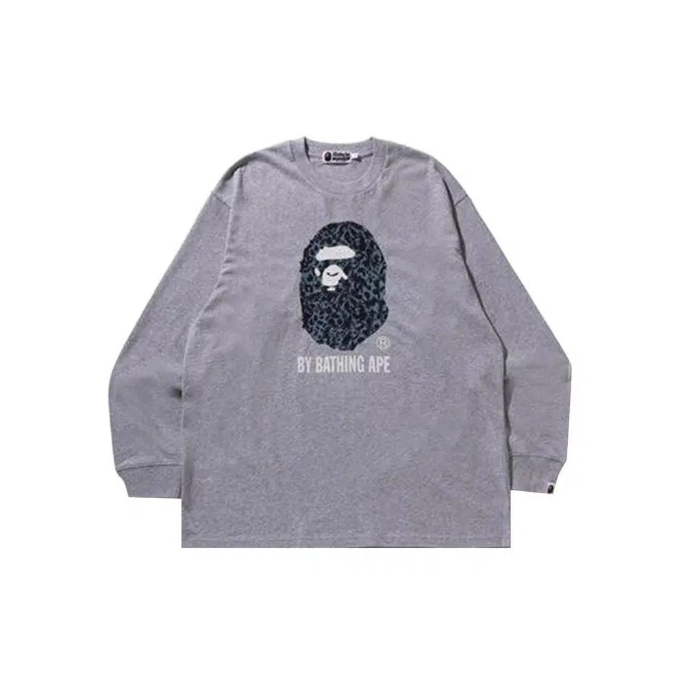 Топы BAPE Wild Leopard Pattern Relaxed Fit Long-Sleeve Tee 'Grey' 1