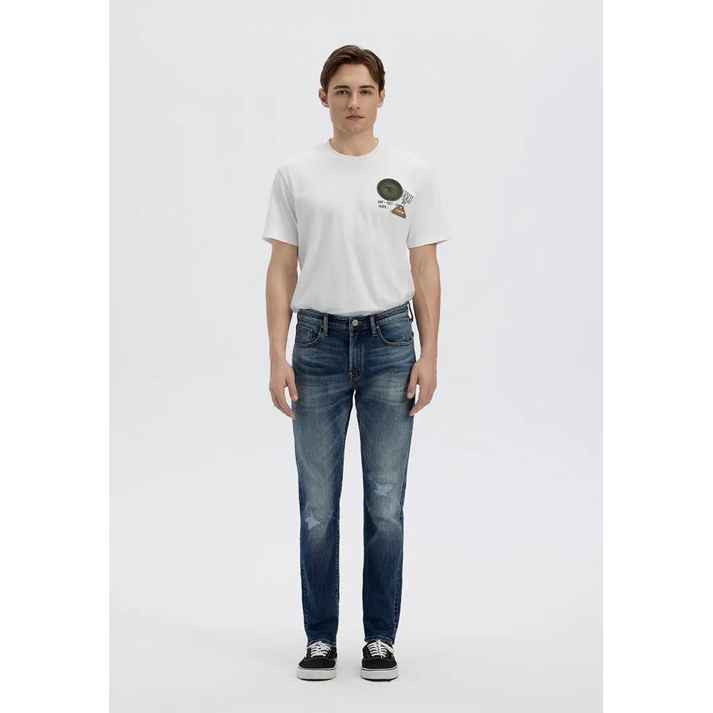 Мужские V57 Regular Taper Mid Wash Distressed Jeans 4