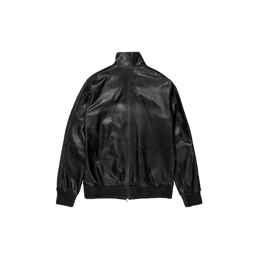 Кожаная куртка PURPLE BRAND Zipped Leather Jacket 'Black' 2
