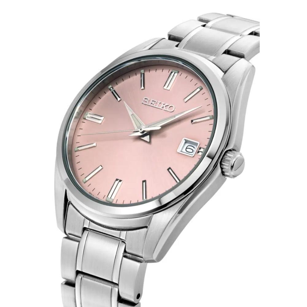 Seiko Essentials Collection Розовый циферблат Sunray Сапфировое стекло Корпус из нержавеющей стали Кварцевые часы SUR523P1 2