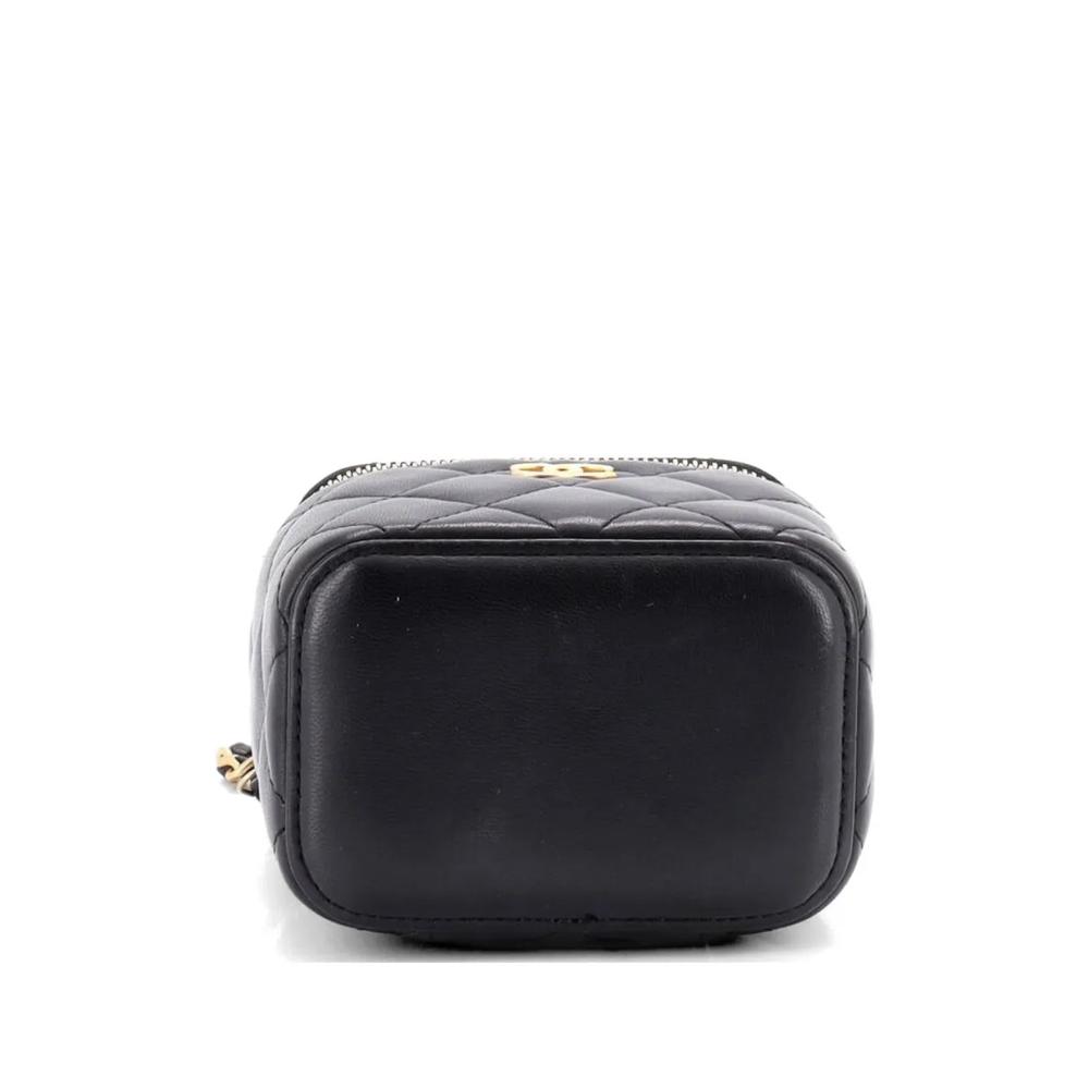 Стеганая мини-сумка через плечо Classic Top Handle Vanity Case с цепочкой 2
