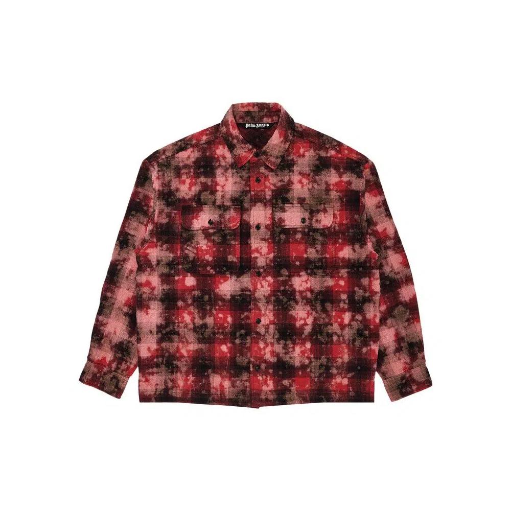Фланелевые рубашки Palm Angels Curved Logo Check Shirt 'Red/Off White' 1