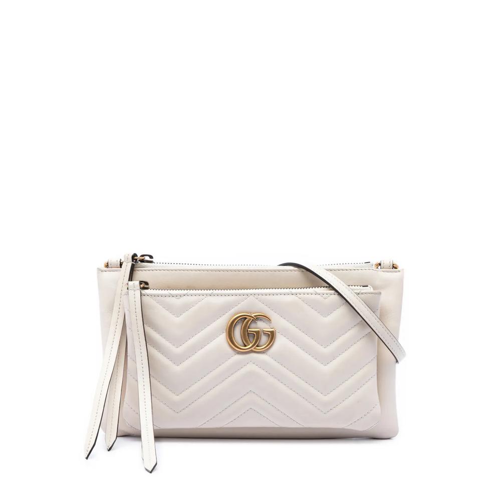 Маленькая сумка через плечо GG Marmont Matelasse Calfskin Double Zip Pochette (2016-2026 годы) 1