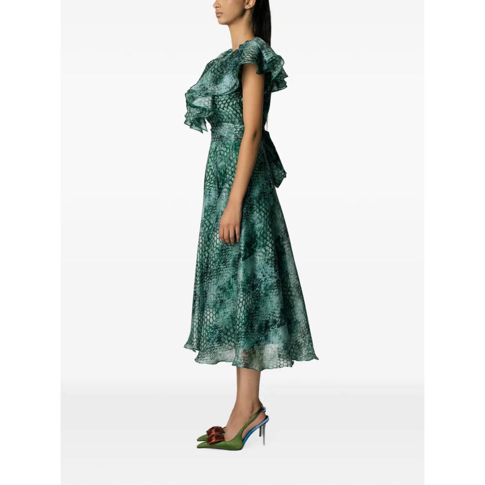 snakeskin-print ruffled midi dress 2