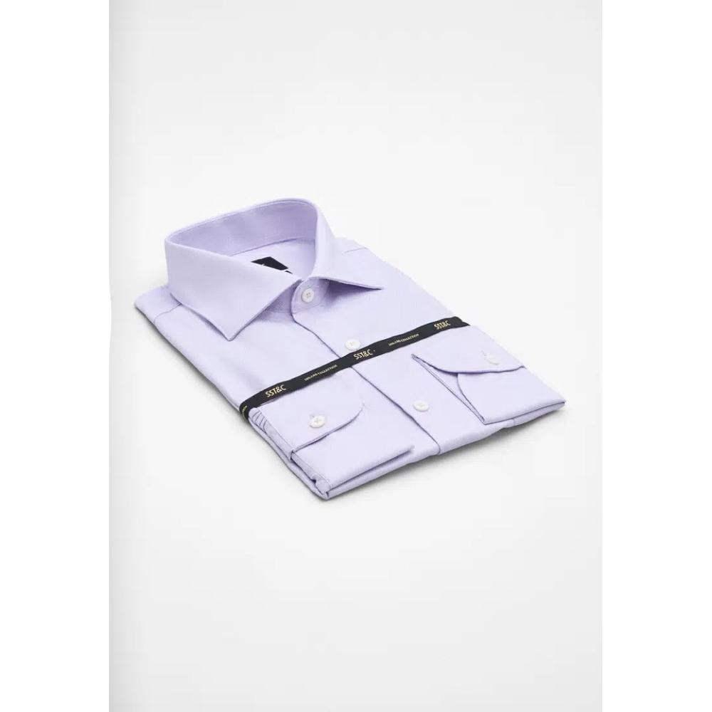 Коллекция Milano Серая фиолетовая текстурированная рубашка slim fit 7