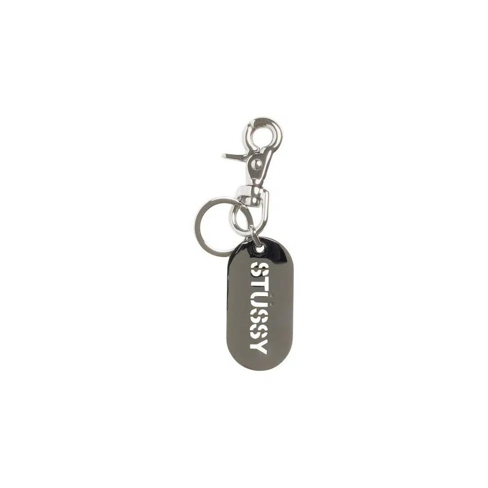 Брелоки и шнурки Stussy Metal Tag Keychain 'Silver' 1