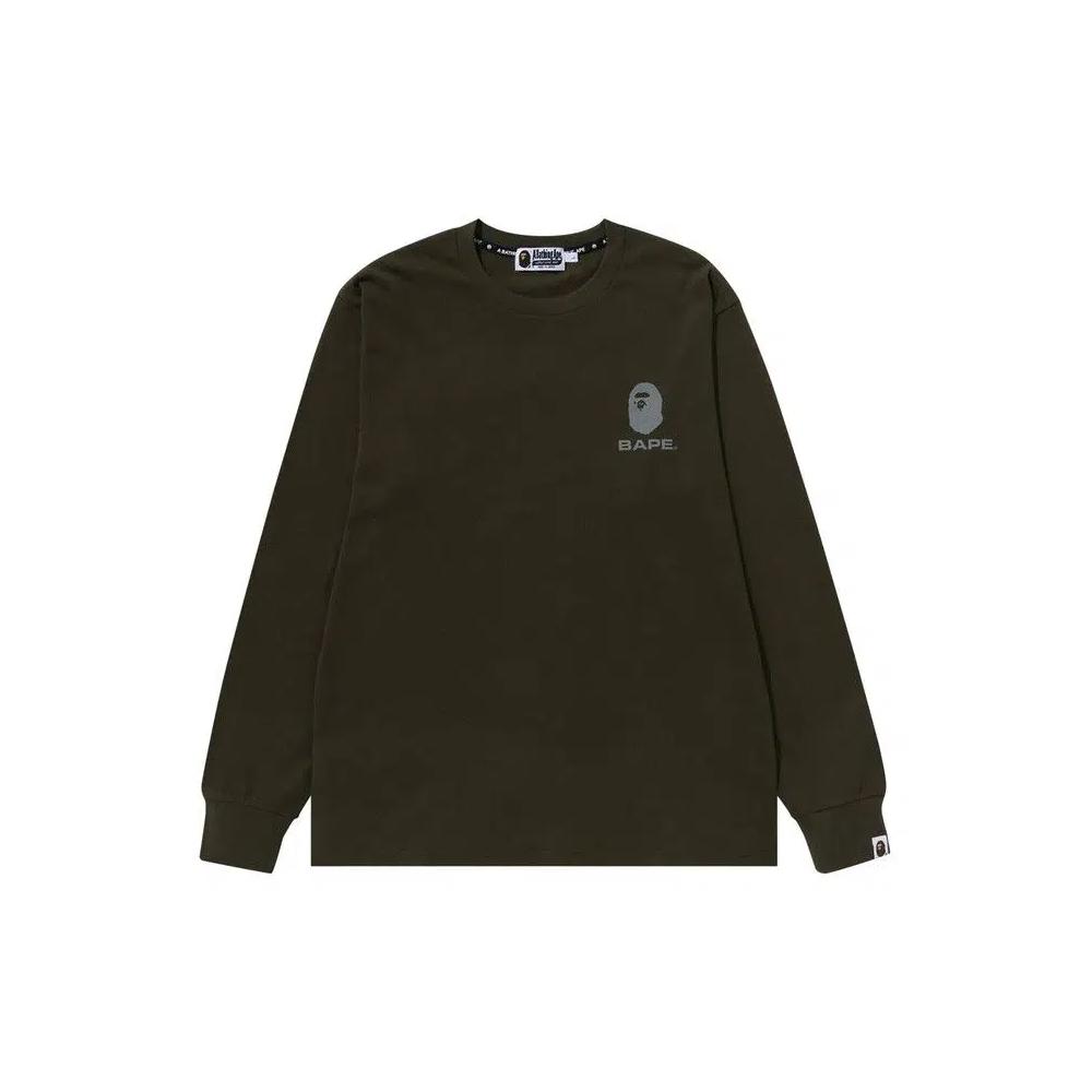 Футболки BAPE Reflective Print Long-Sleeve Tee 'Olive Drab' 1