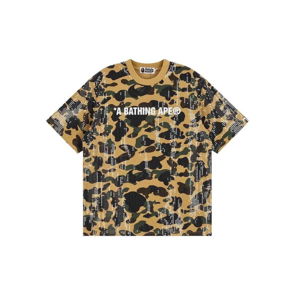Футболки BAPE 1st Camo Logo Relaxed Fit Sequin Tee 'Жёлтый' 2