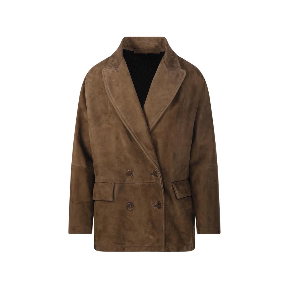 double-breasted suede blazer 1