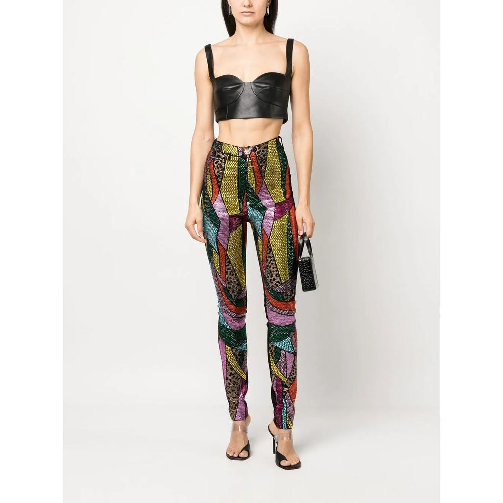 Rainbow patchwork denim jeggings 2