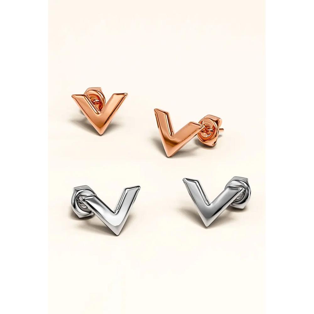 Серьги-гвоздики V-Style в розовом золоте 4