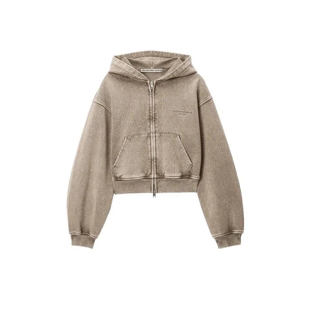 Худи Alexander Wang Allover Hotfix Zip-Up Hoodie 'Fallen Rock' 1