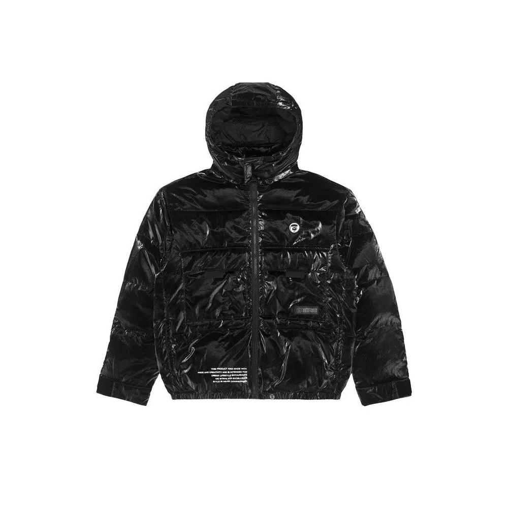 Куртки AAPE Moonface Hooded Down Shiny Jacket 'Black' 1