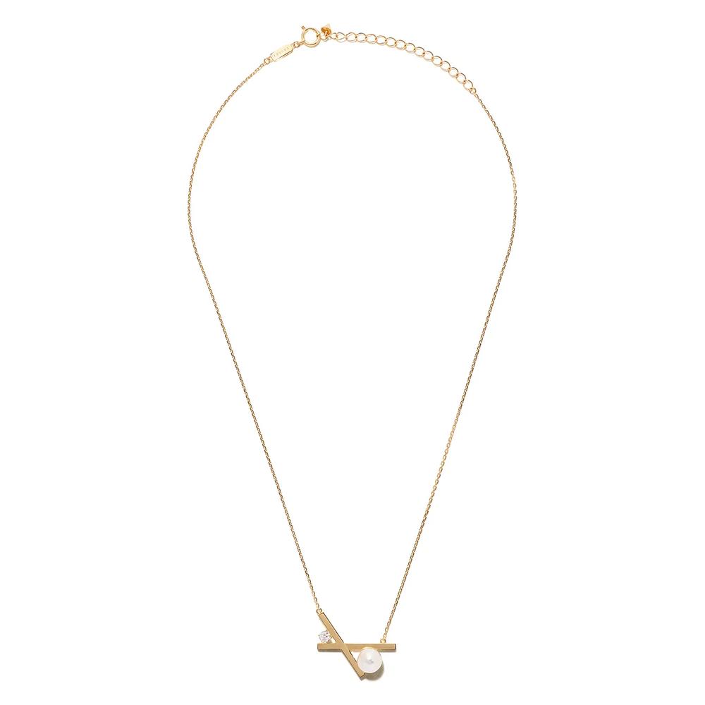 Колье Balance Cross Akoya из желтого золота с жемчугом и бриллиантами 1