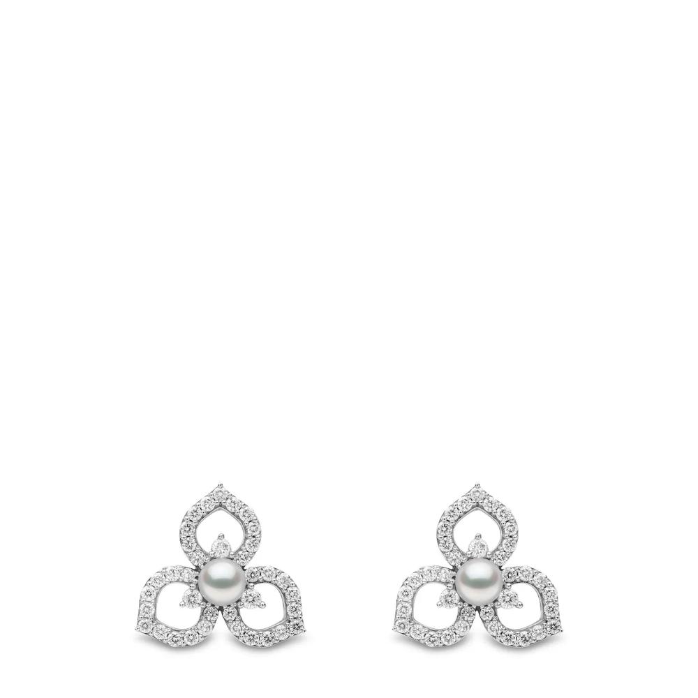 Серьги Petal из белого золота с жемчугом и бриллиантами 1