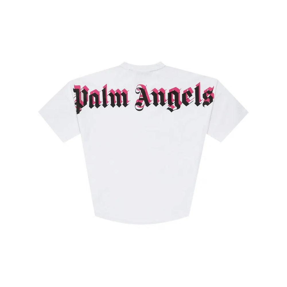 Футболки Palm Angels Doubled Logo Over Tee 'White/Fuchsia' 2