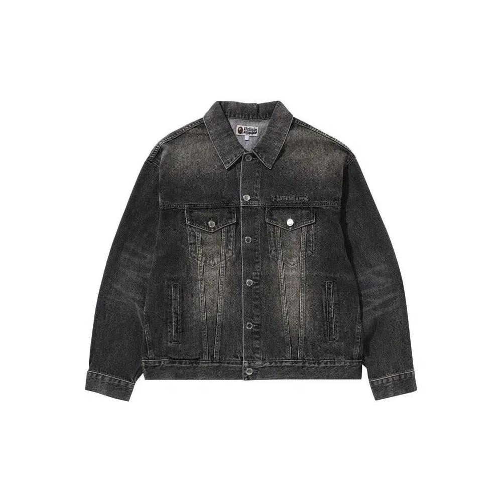 Джинсовые куртки BAPE Distressed Denim Trucker Jacket 'Black' 1