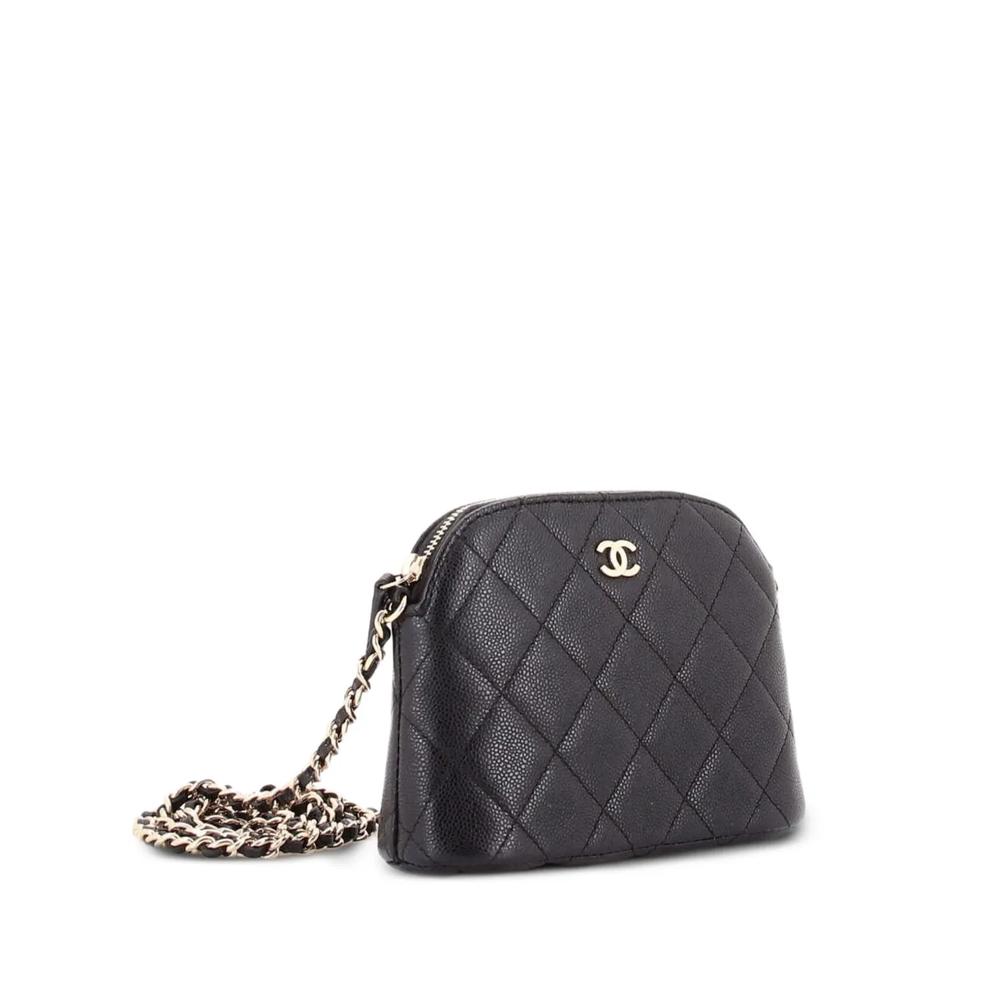 Стеганый клатч через плечо CC Dome Zip Clutch with Chain 2