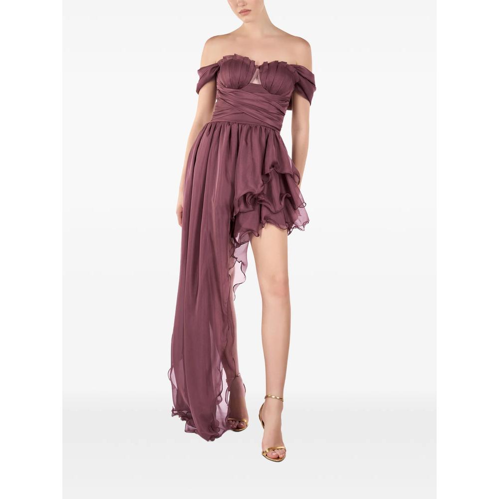 Mauve Elisee asymmetric ruffled mini dress 1
