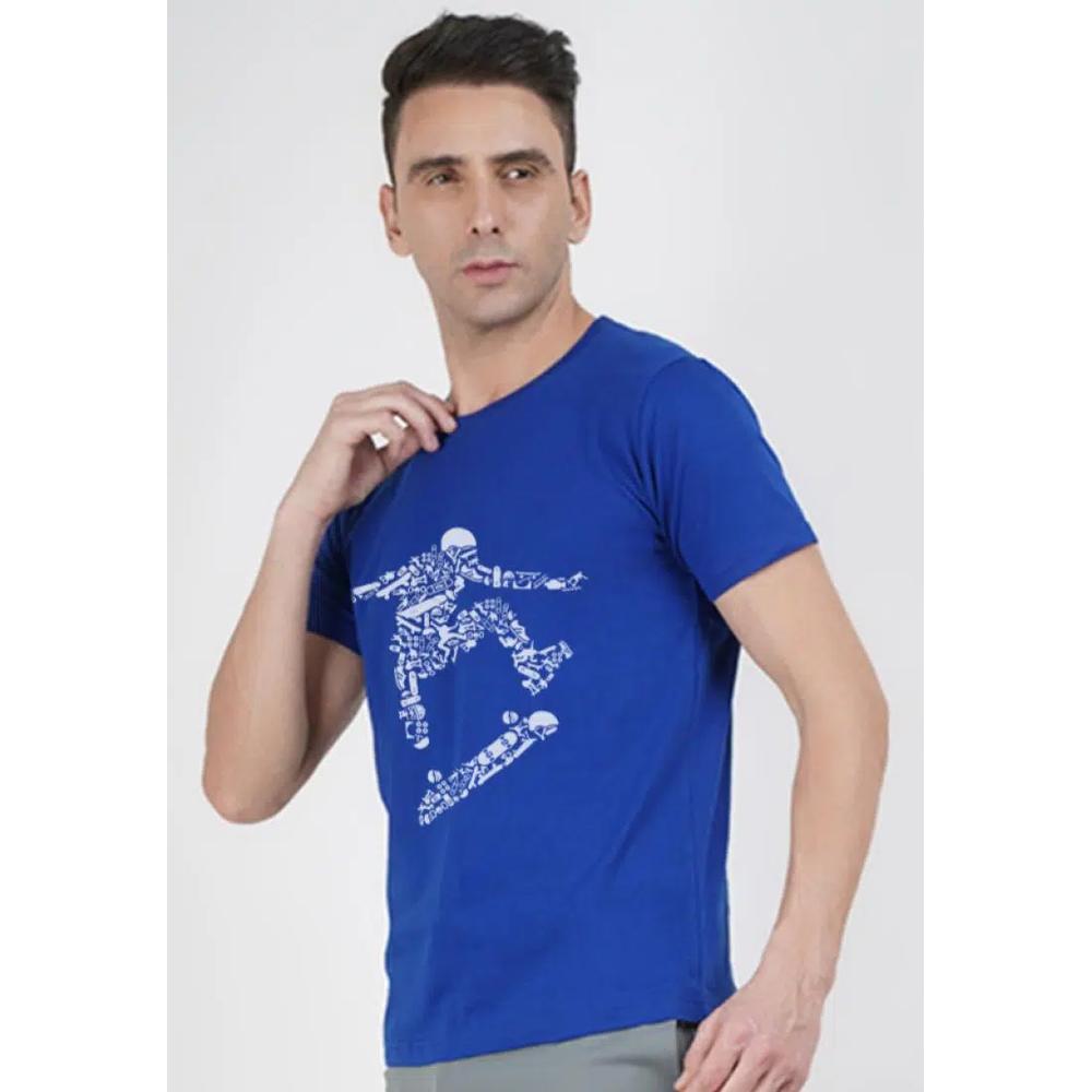 Футболка с графическим принтом Royal Blue Cotton Short Sleeve Regular Running Fit 3