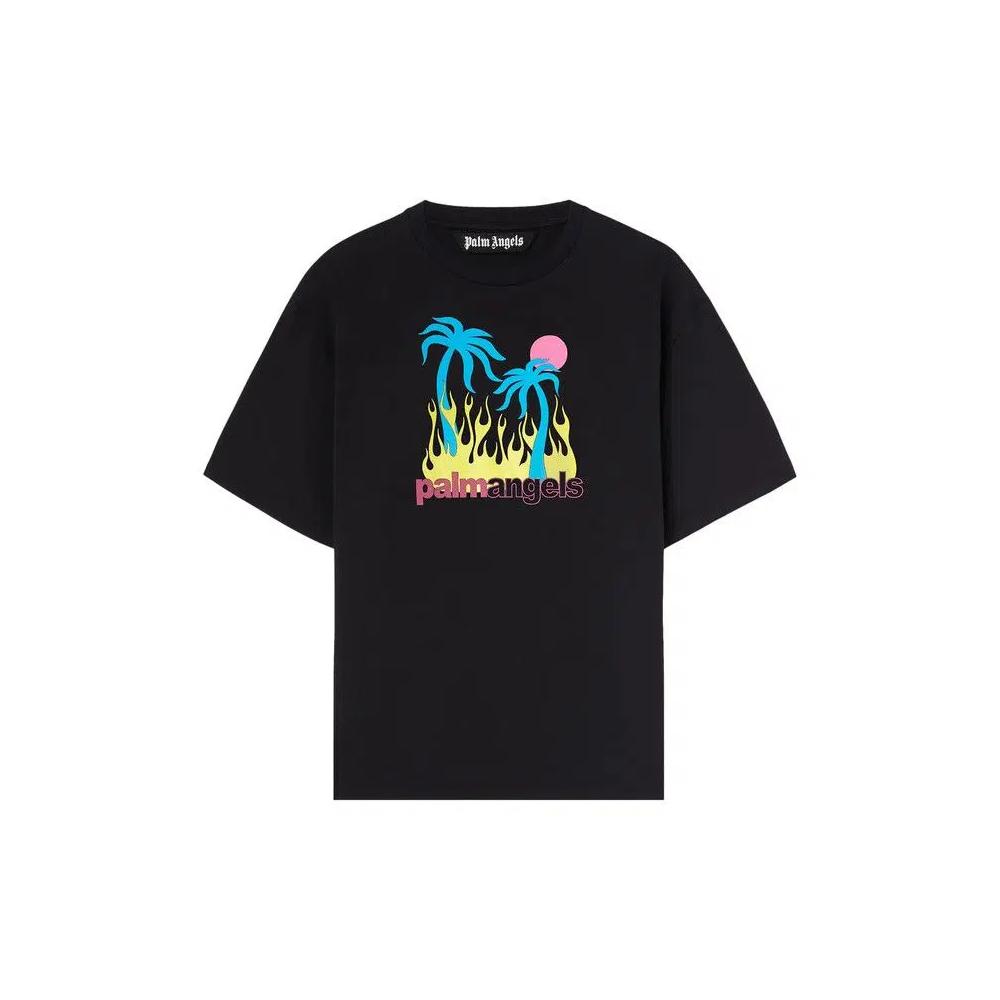 Футболки с коротким рукавом Palm Angels Burning Oasi Slim Tee 'Black/Multicolor' 1