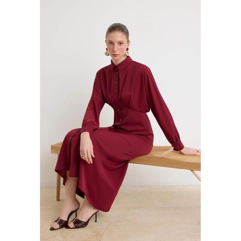 Темно-сливовое платье-комбинезон без подкладки из гладкой ткани Jessica Hijab Dress Tctss24Eb00011 2