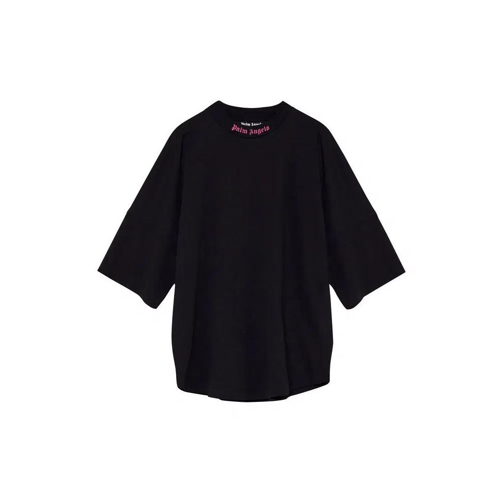 Футболки Palm Angels Doubled Logo Over Tee 'Black/Fuchsia' 1