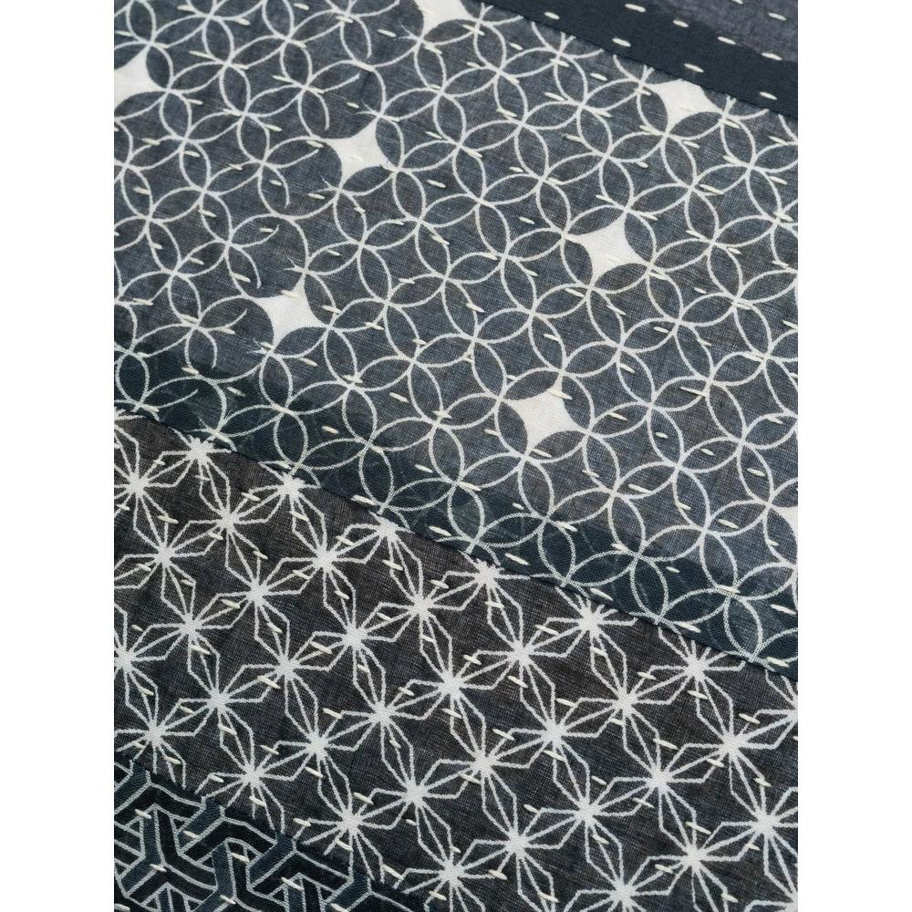 Sashiko-stitch patchwork cushion 3