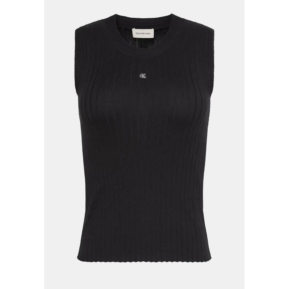 Хлопковый ребристый топ-майка - Calvin Klein Jeans 7