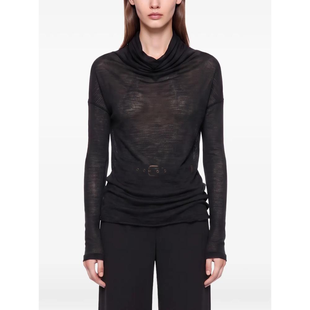 sheer draped-neck top 1