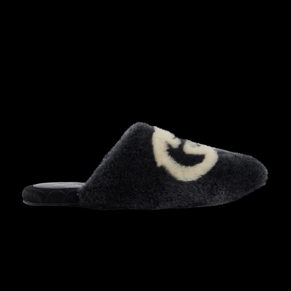 Тапочки Gucci Wmns Faux-Fur Slipper 'Interlocking G - Черный белый' 1