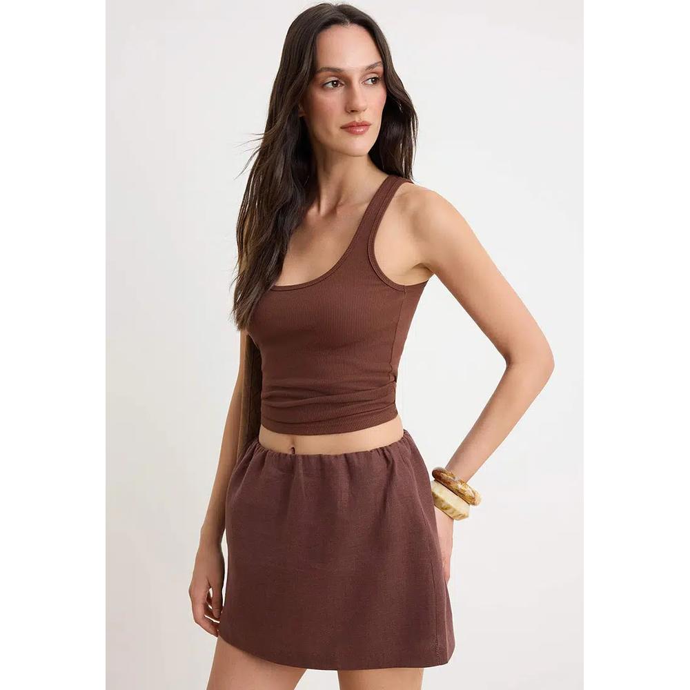 Коричневые внутренние шорты 1% K Linen Super Mini Skirt Twoss26Et166 3