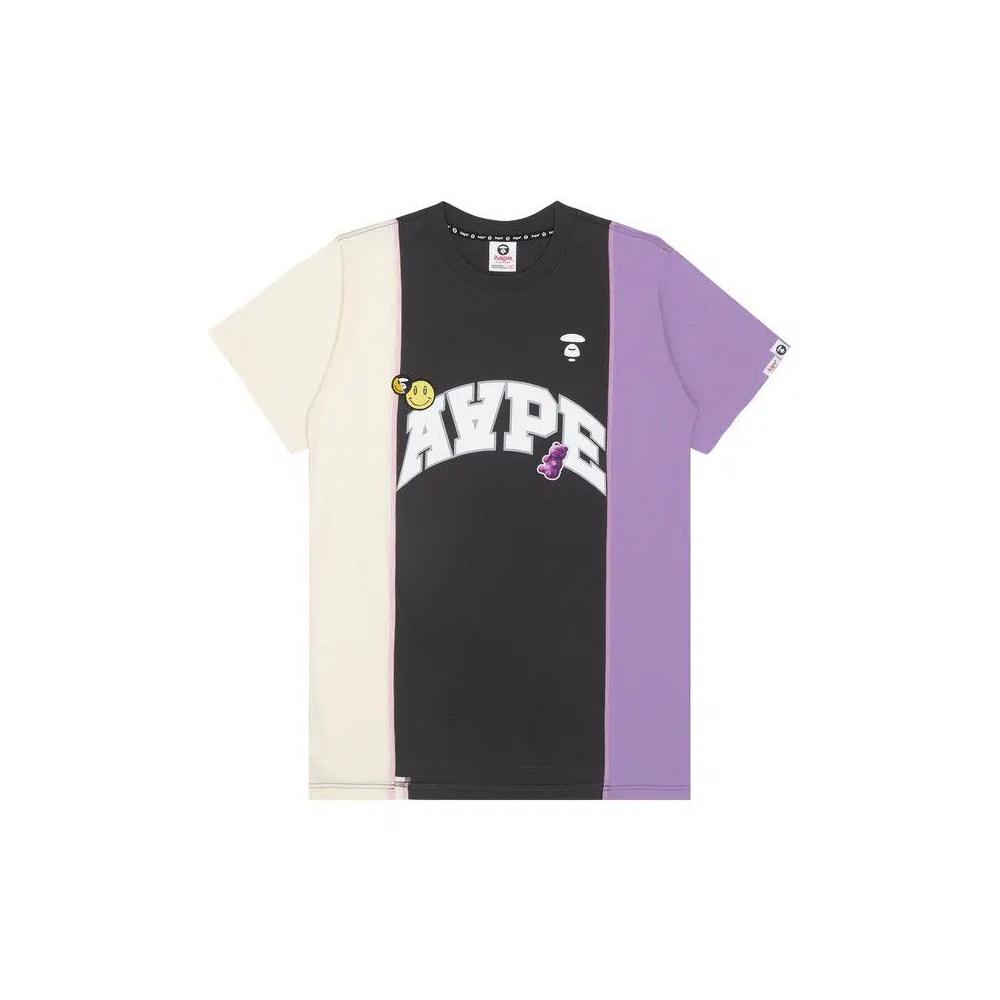 Футболки AAPE Moonface Spliced Tee 'Grey/Dark' 1